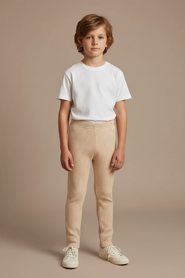 Pantalon Beige Côtelé Coton Enfant Garçon Fille - Maille