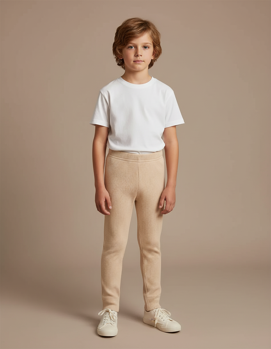 Pantalon Beige Côtelé Coton Enfant Garçon Fille - Maille