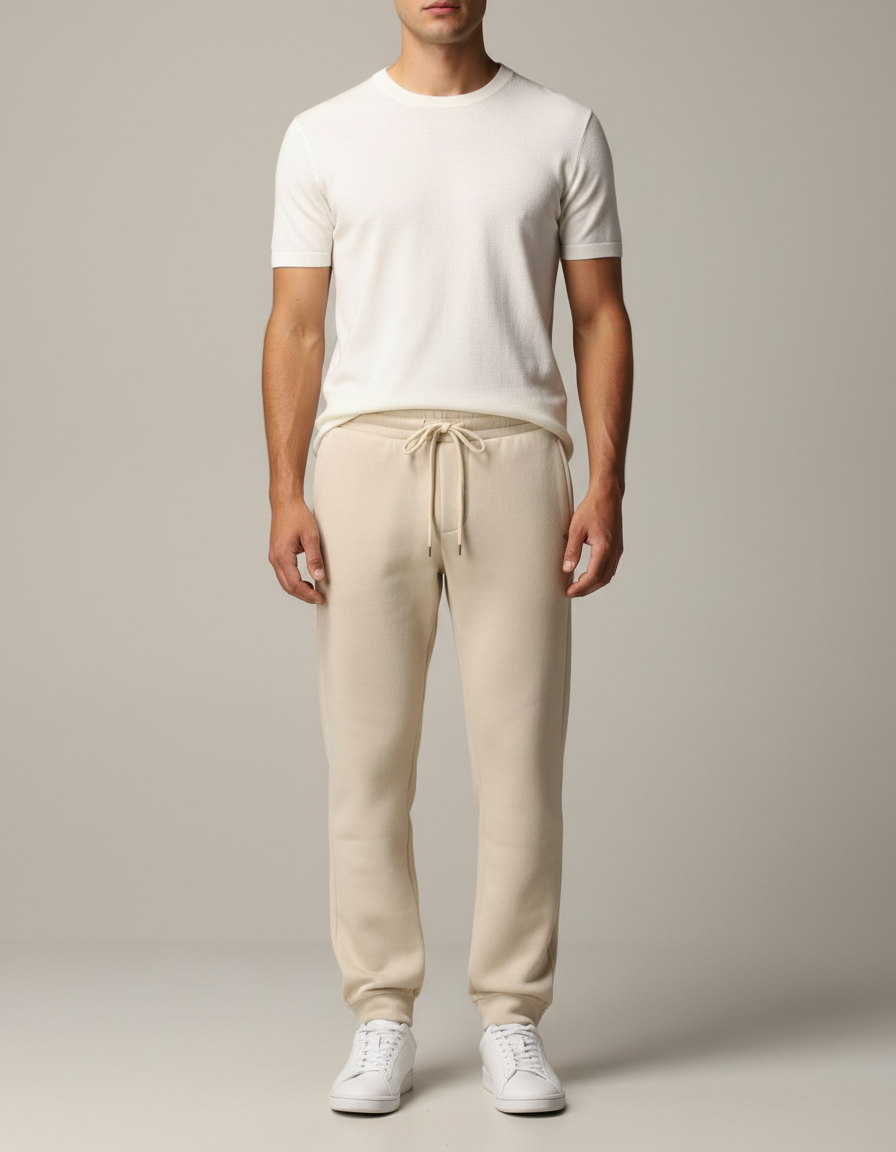Pantalon Jogging Homme Beige - Molleton