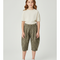 Pantalon Beige Fleuri Ample Élastiqué Enfant Coton - Imprimé
