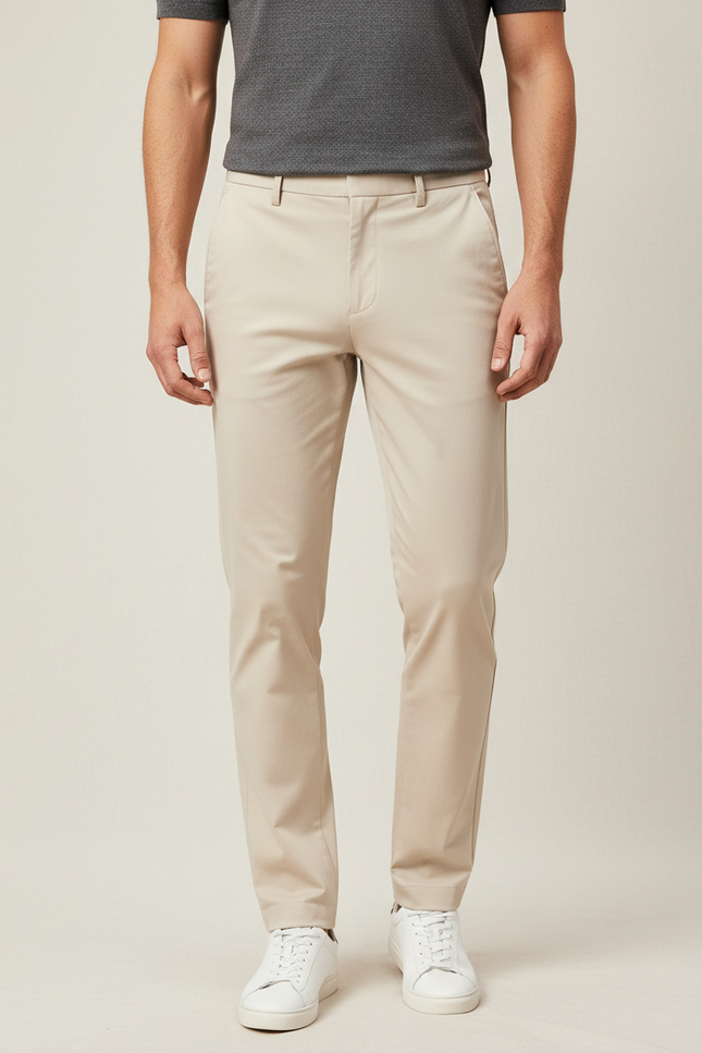 Pantalon Beige Homme Slim Fit Décontracté Élégant - Gabardine