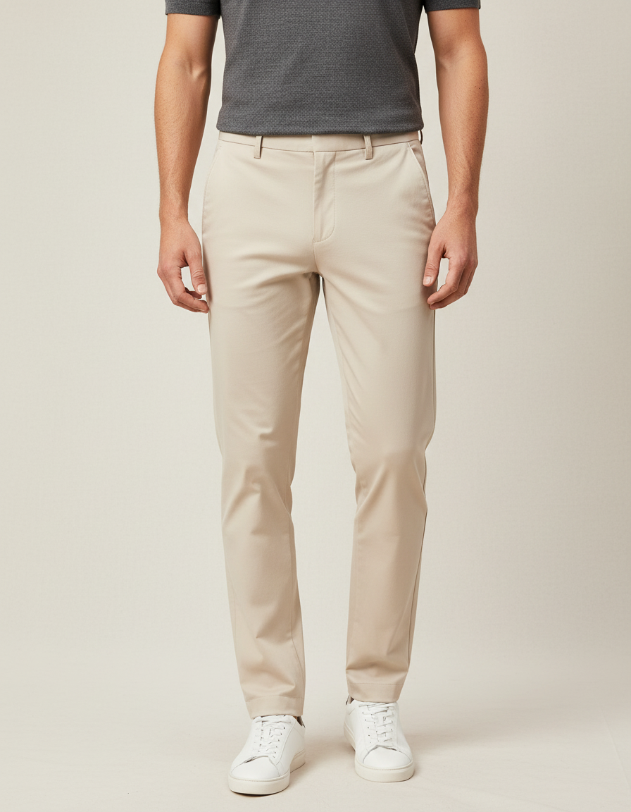 Pantalon Beige Homme Slim Fit Décontracté Élégant - Gabardine