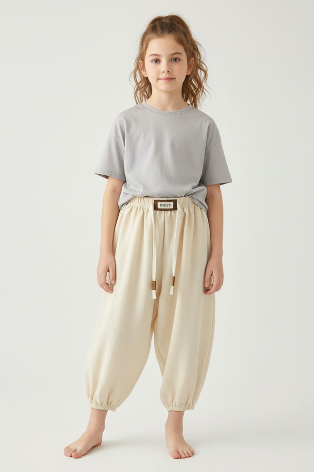 Pantalon Beige Harem Ample Coton Enfant