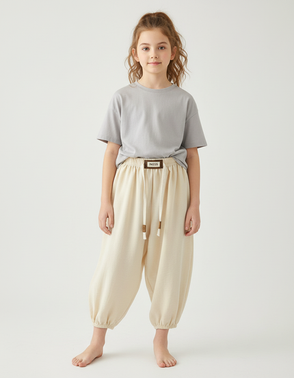 Pantalon Beige Harem Ample Coton Enfant