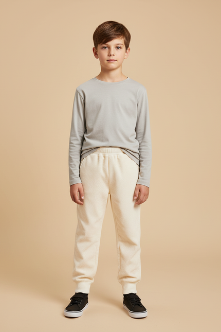 Pantalon Beige Côtelé Ample Confortable Enfant - Cordé