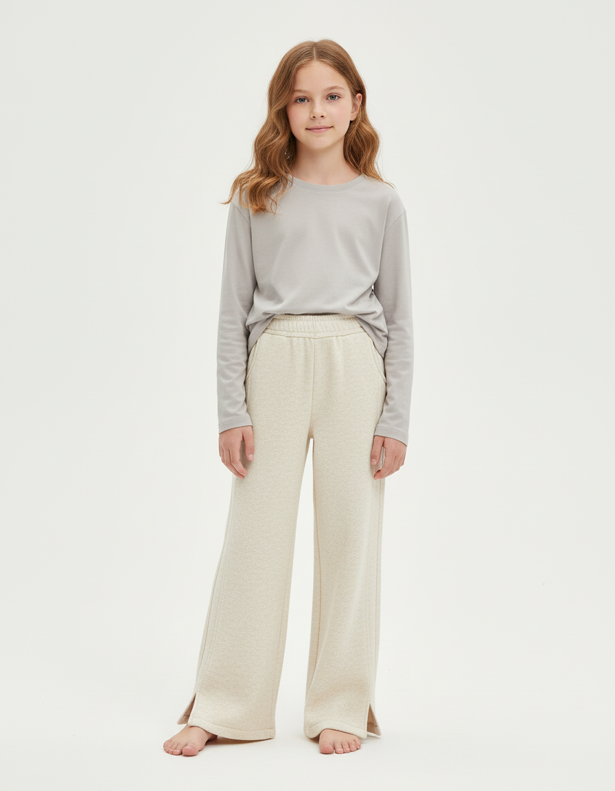 Pantalon Beige Ample Moelleux Hiver Enfant - Molleton