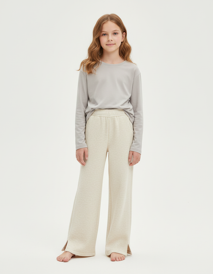 Pantalon Beige Ample Moelleux Hiver Enfant - Molleton
