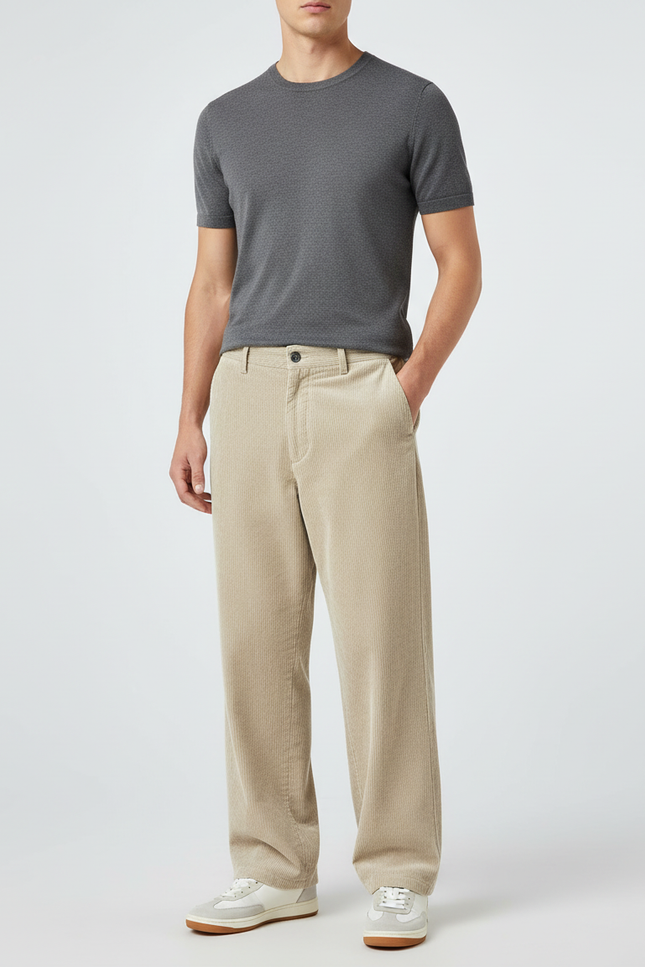 Pantalon Velours Cotelé Beige - Cordé