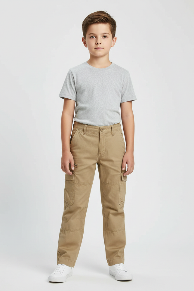 Pantalon Beige Cargo Coton Enfant Décontracté