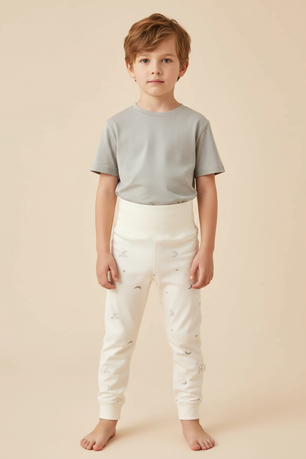 Pantalon Beige Coton Motif Lune Enfant