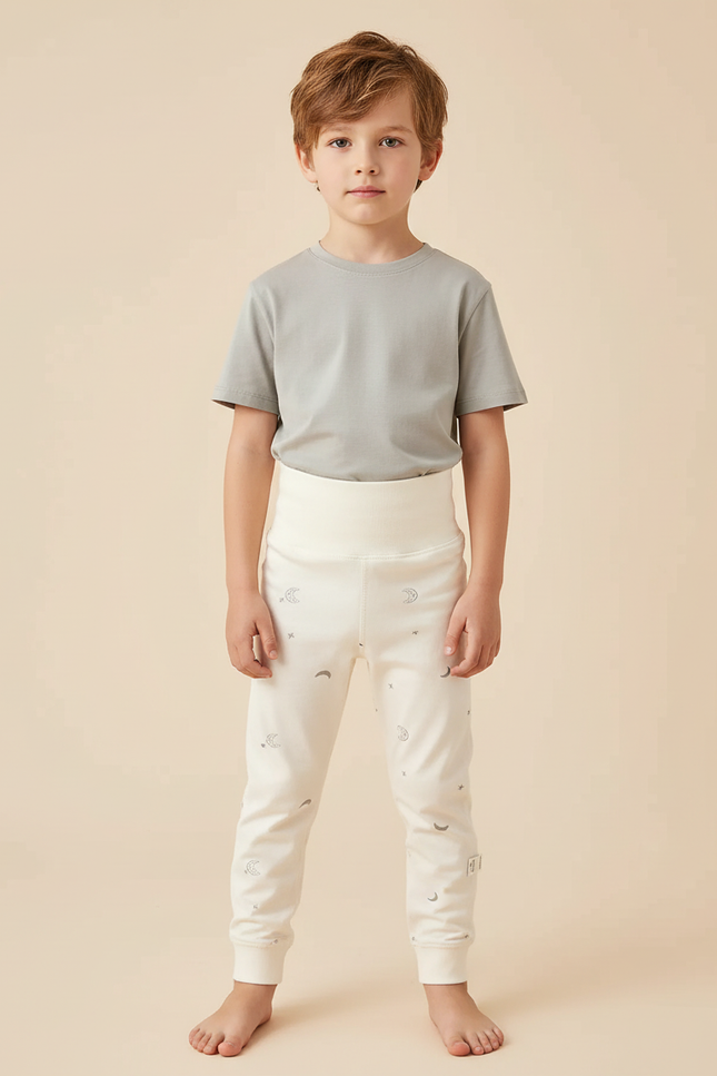Pantalon Beige Coton Motif Lune Enfant