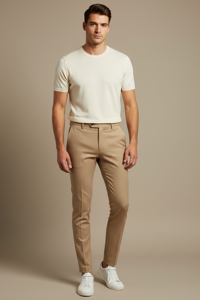 Pantalon Beige Slim - Gabardine