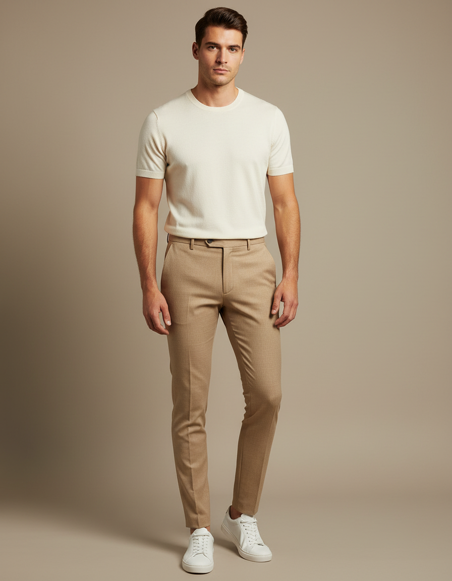 Pantalon Beige Slim - Gabardine