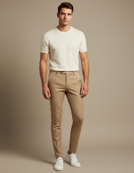 Pantalon Beige Slim - Gabardine