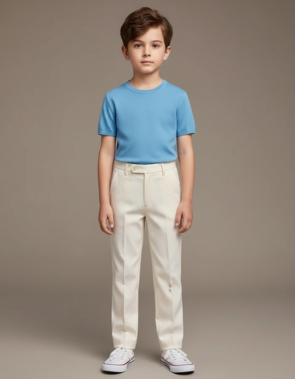 Pantalon Beige Droit Coton Élégant Garçon Classique - Gabardine