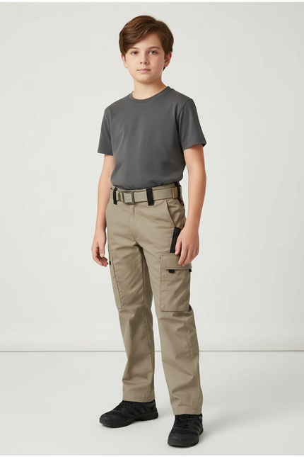 Pantalon Beige Cargo Tactique Résistant Multi-poches Garçon - Toile
