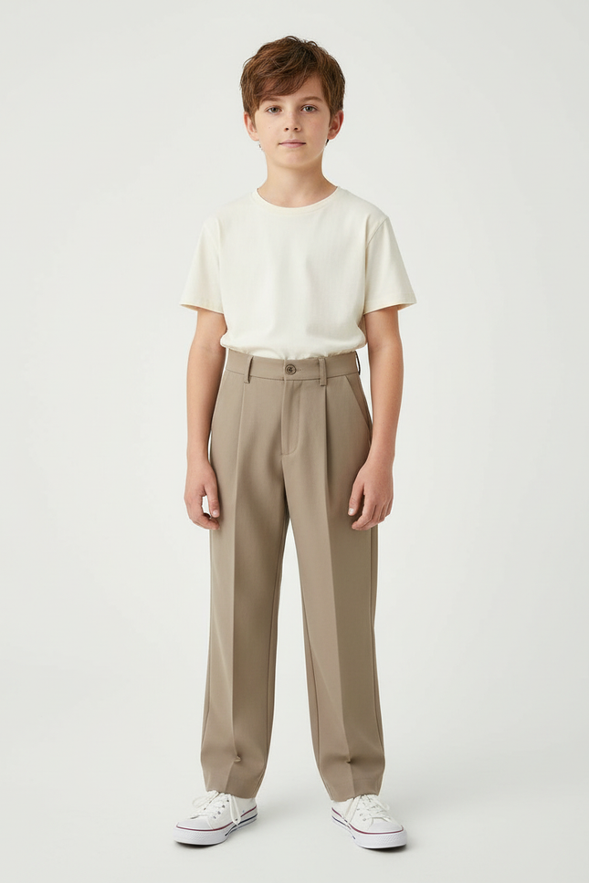 Pantalon Beige Garcon Ceremonie - Gabardine