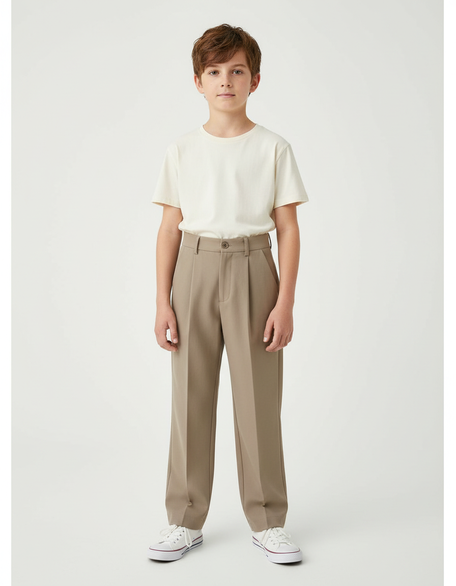 Pantalon Beige Garcon Ceremonie - Gabardine
