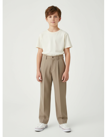 Pantalon Beige Garcon Ceremonie - Gabardine