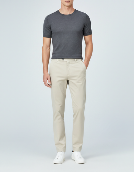 Pantalon Beige Homme Chino Droit Décontracté Extensible - Gabardine