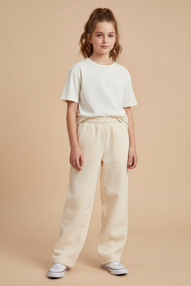 Pantalon Beige Ample Molleton Décontracté Enfant
