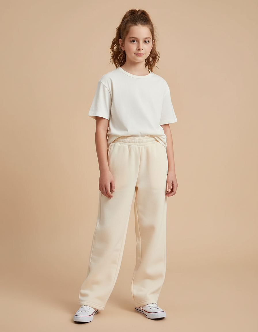 Pantalon Beige Ample Molleton Décontracté Enfant