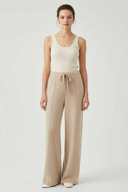 Pantalon Beige Evasé - Maille