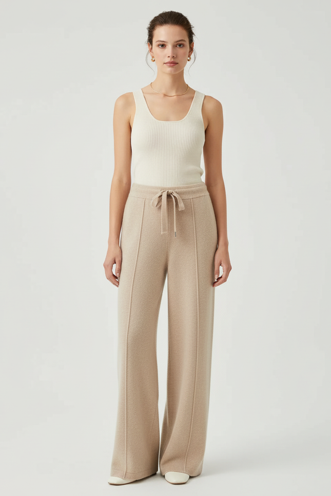 Pantalon Beige Evasé - Maille