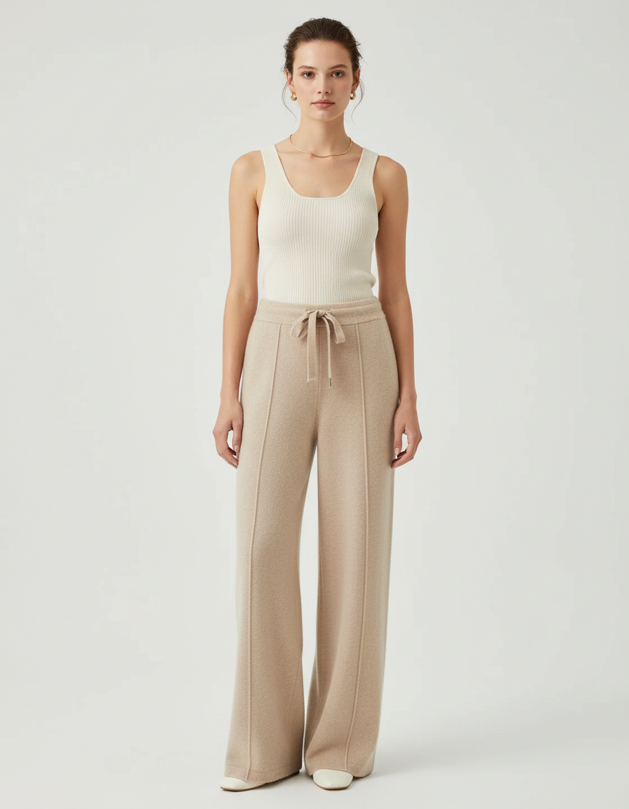 Pantalon Beige Evasé - Maille