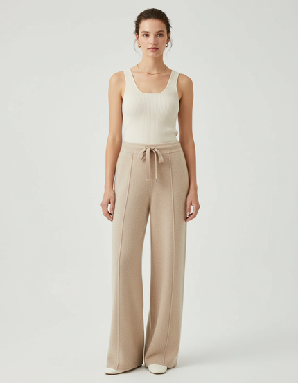 Pantalon Beige Evasé - Maille
