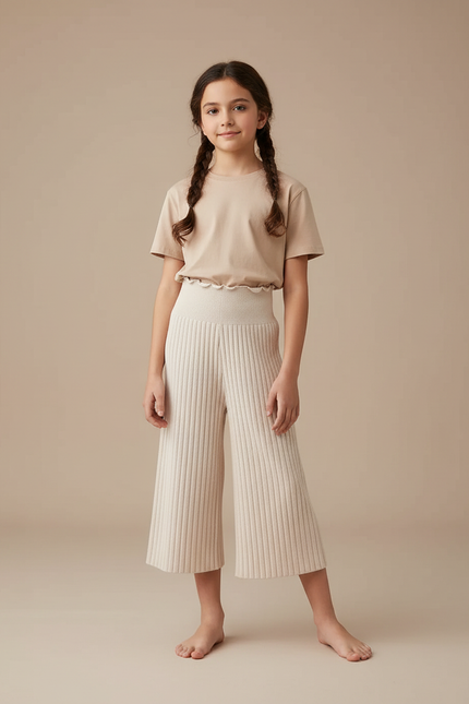 Pantalon Cropped Beige - Maille