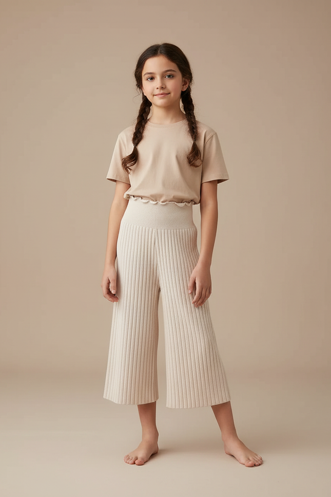 Pantalon Cropped Beige - Maille