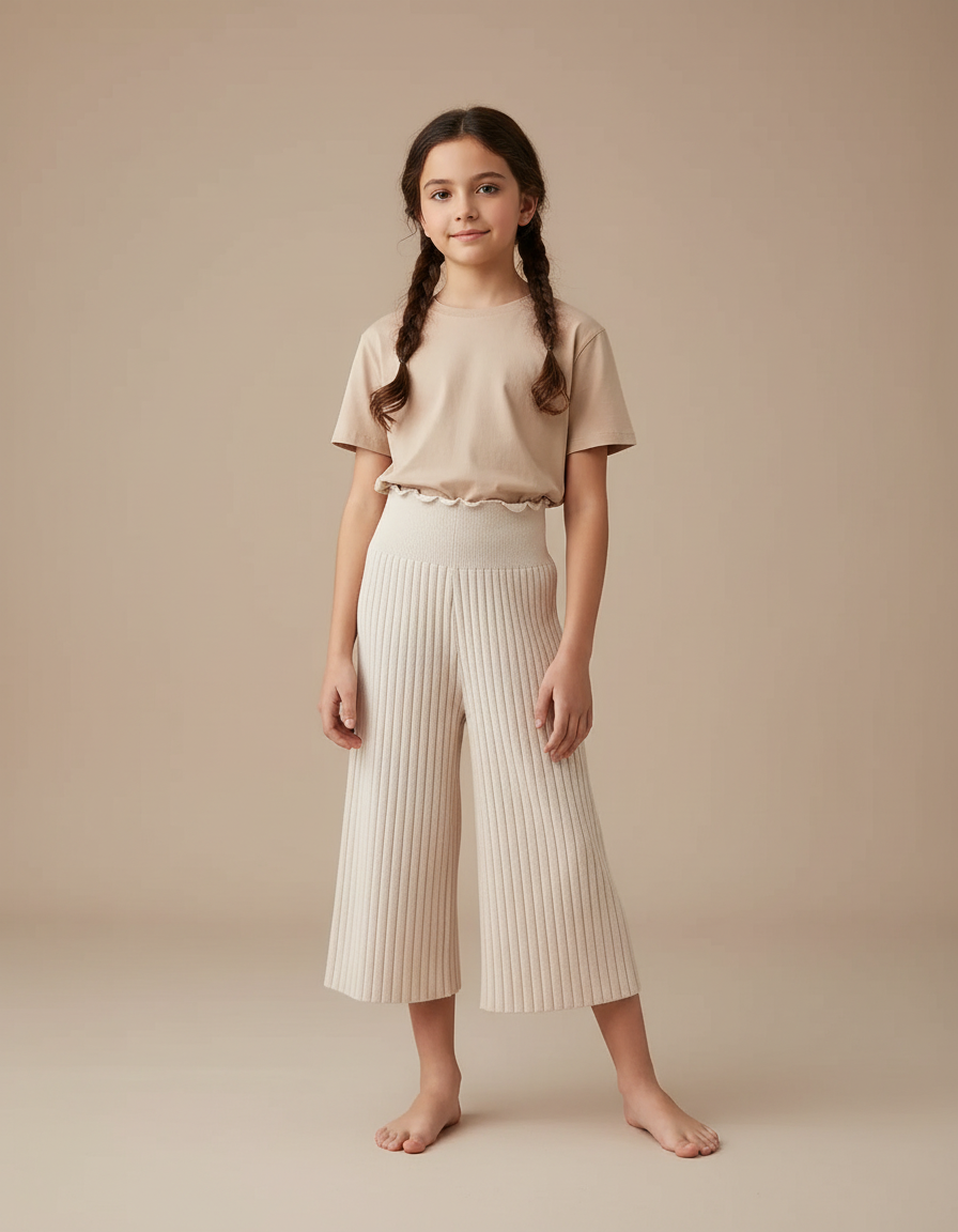 Pantalon Cropped Beige - Maille