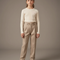 Pantalon Beige Laine Droite Plissé Élégant Enfant