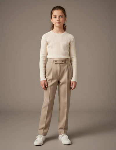 Pantalon Beige Femme Pince