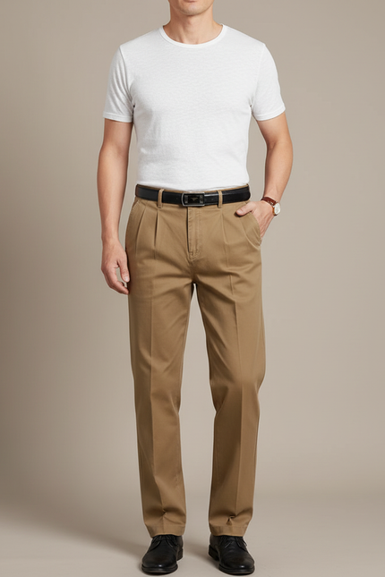 Pantalon À Pince Beige Homme - Gabardine