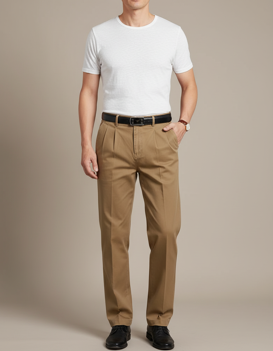 Pantalon À Pince Beige Homme - Gabardine