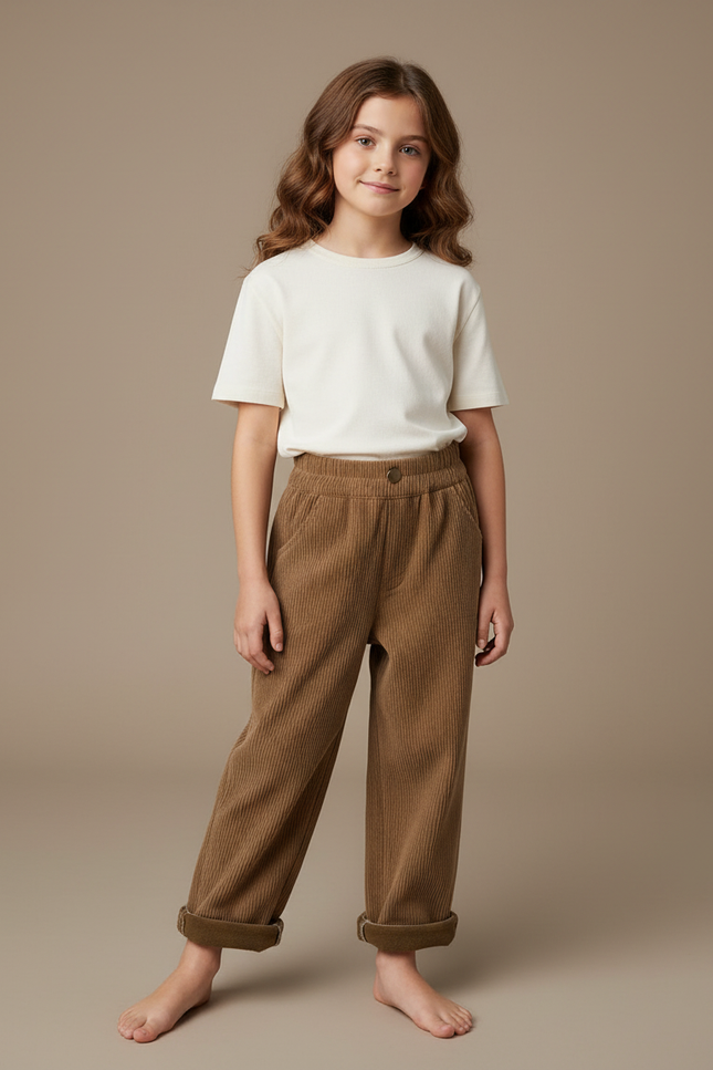 Pantalon Beige 7e03 - Marron Cordé