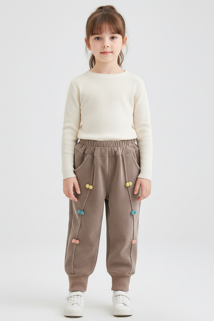 Pantalon Beige Enfant - Marron Cordé