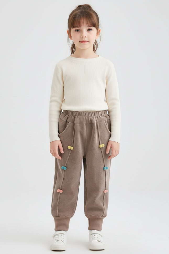 Pantalon Beige Enfant - Marron Cordé