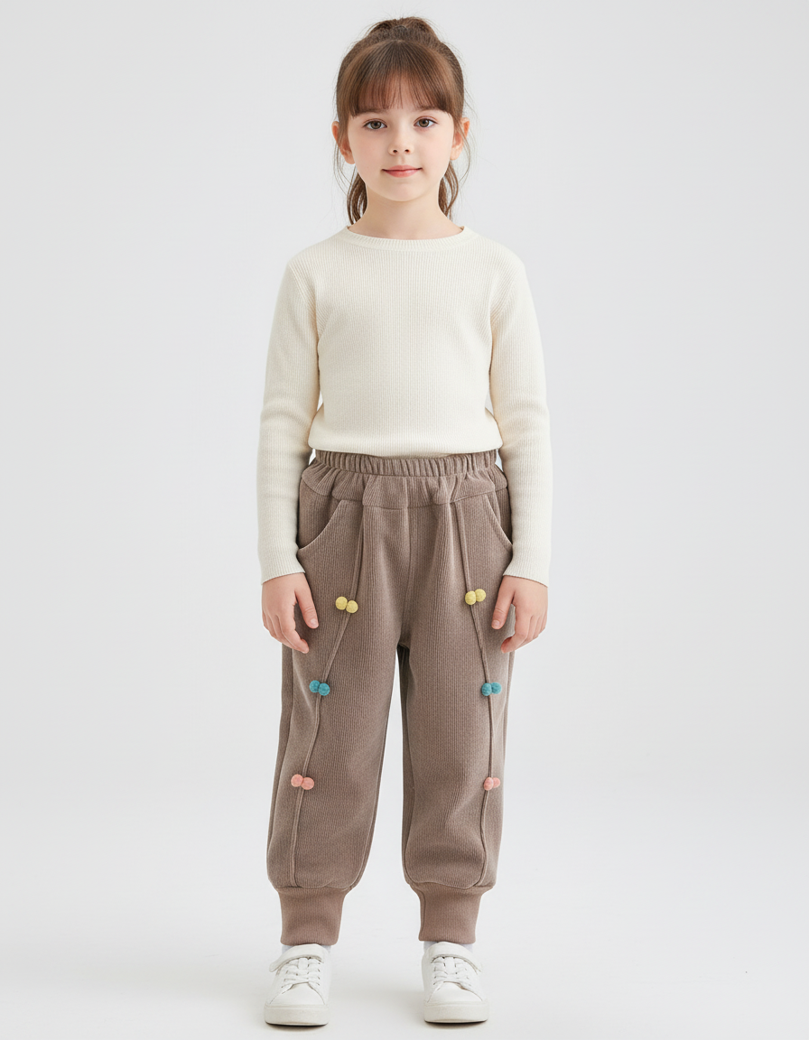 Pantalon Beige Enfant - Marron Cordé