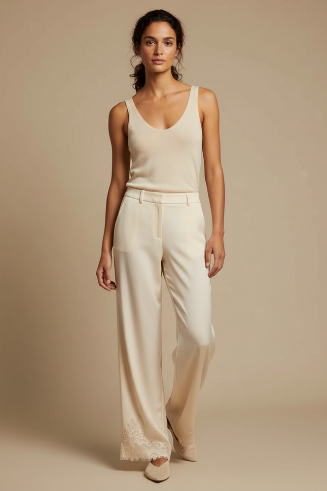 Pantalon Dentelle Beige - Satin