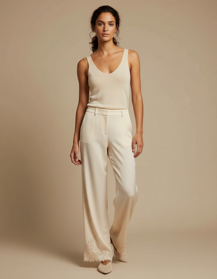 Pantalon Dentelle Beige - Satin