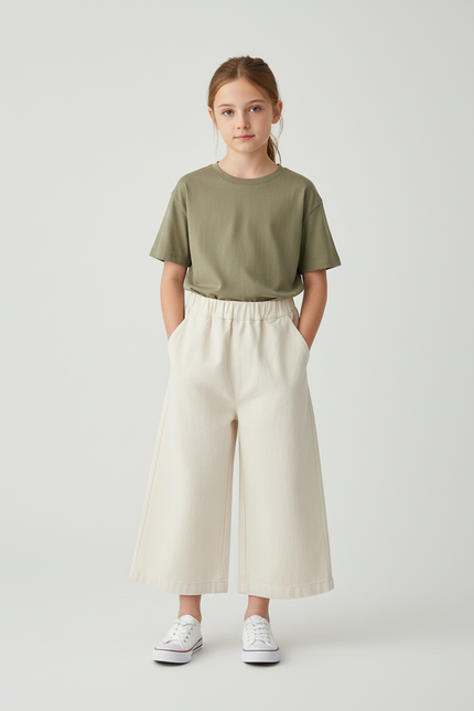 Pantalon Beige Ample Coton Droit Enfant