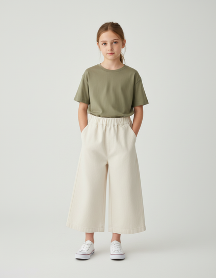 Pantalon Beige Ample Coton Droit Enfant