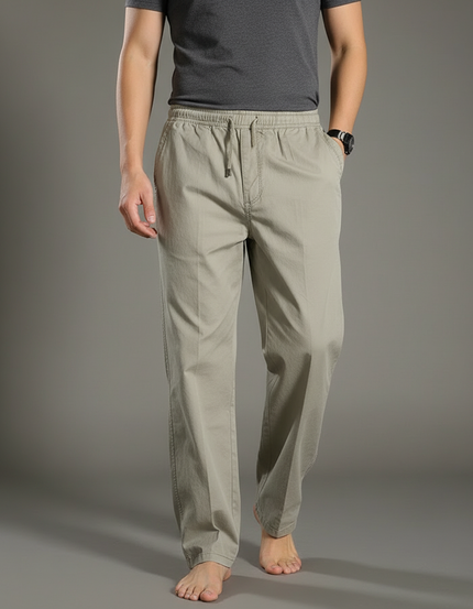 Pantalon Beige Coton Ample Décontracté Homme