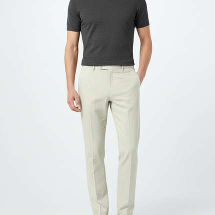 Pantalon Beige Slim Décontracté Élégant Homme - Gabardine