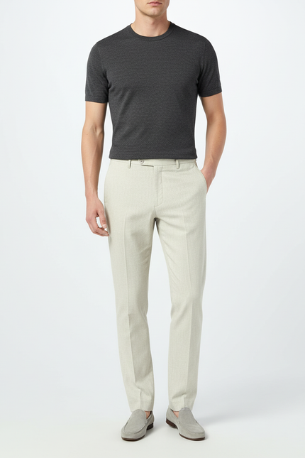 Pantalon Beige Slim Décontracté Élégant Homme - Gabardine