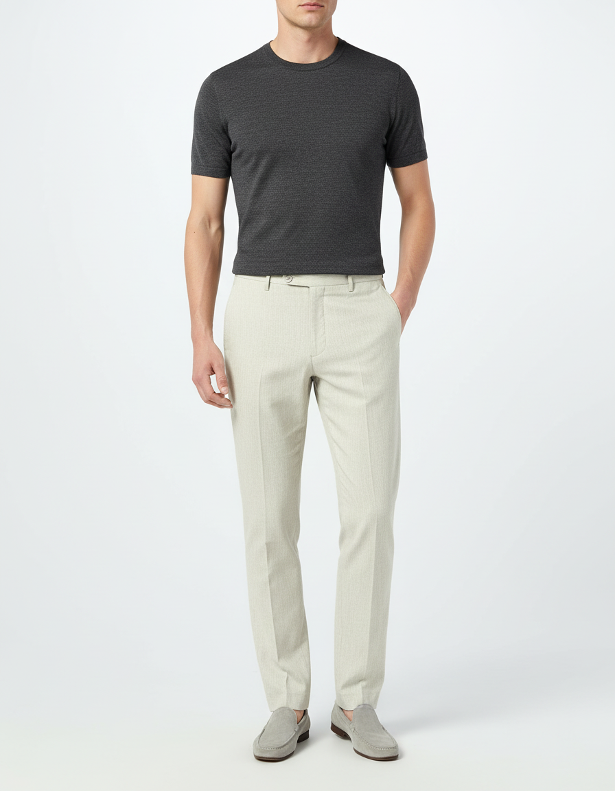 Pantalon Beige Slim Décontracté Élégant Homme - Gabardine