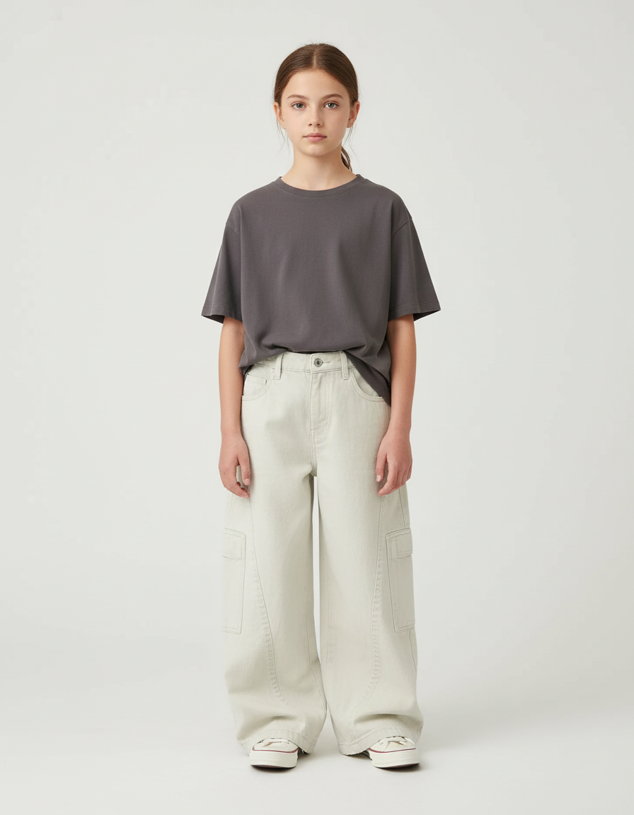 Pantalon Beige Ample Cargo Décontracté Garçon - Jean